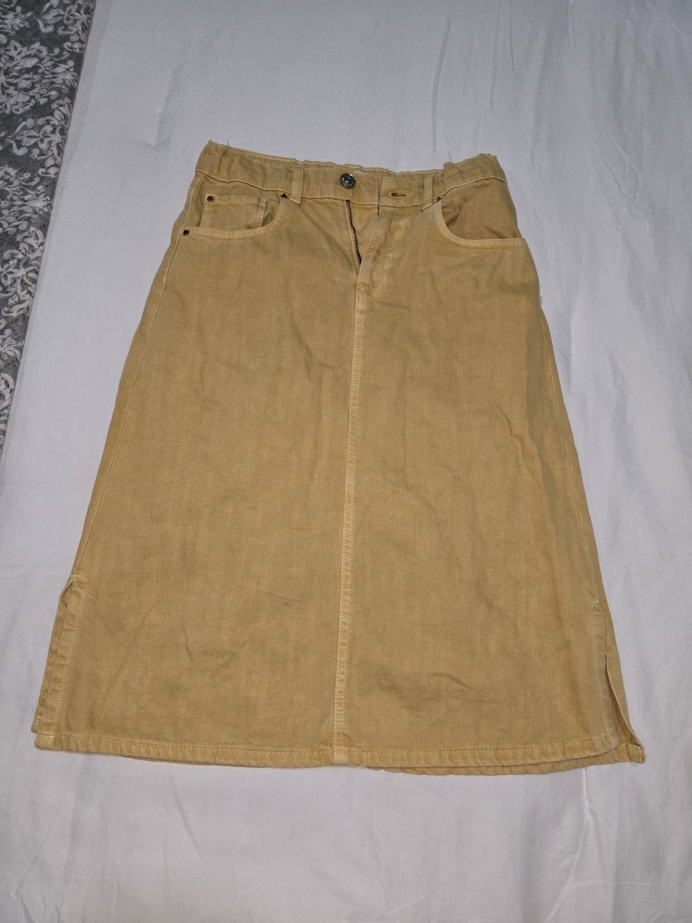 Zara Girls Denim Mustard A-Line Skirt Y11-12